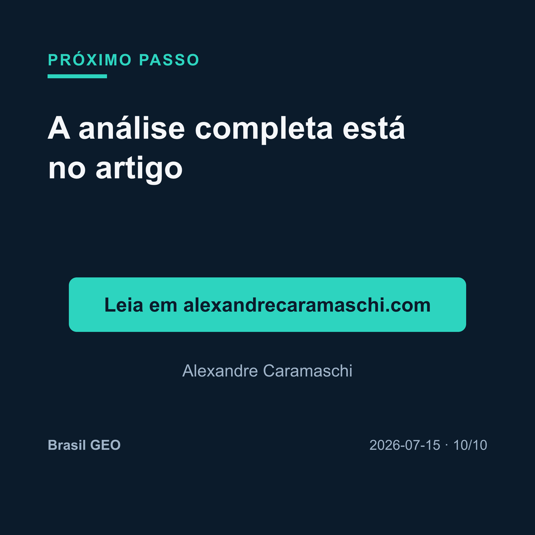 Chamada final do carrossel: a análise completa está no artigo em alexandrecaramaschi.com