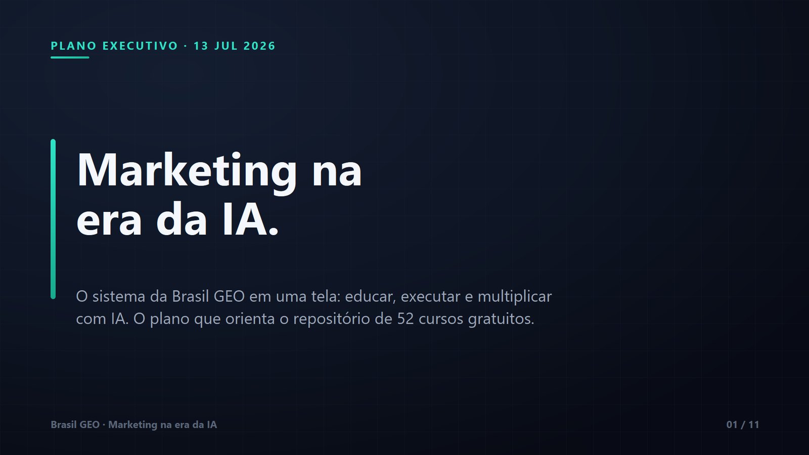 Capa do plano: Marketing na era da IA — o sistema da Brasil GEO.