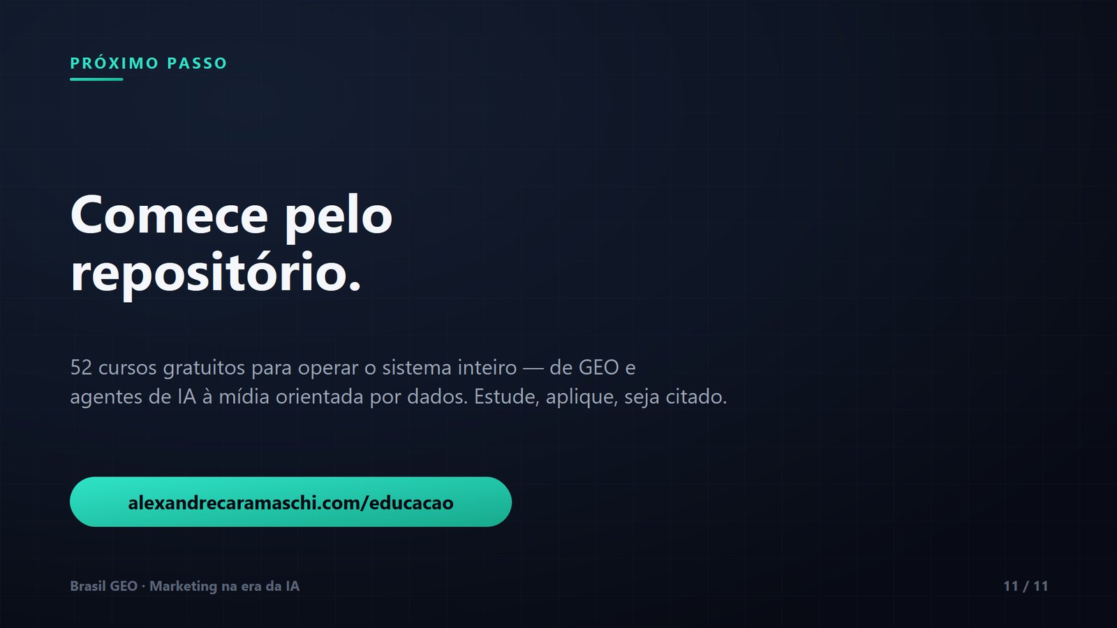 Encerramento: comece pelo repositório de 53 cursos gratuitos.